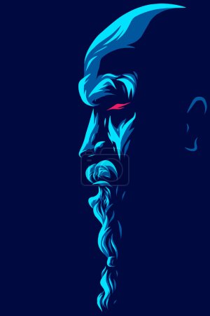 Illustration for Man with beard, side view, abstract logo design, vector illustration - Royalty Free Image