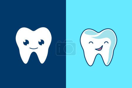 Dientes diente lindo carácter emoción emoticono logotipo diseño vector. Colorido arte pegatina con fondo suave. Ilustración gráfica abstracta.