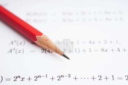 Photo for Pencil on mathematic formula exercise test paper in education school. - Royalty Free Image