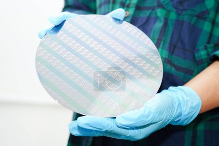 Photo for Silicon wafer for manufacturing semiconductor of integrated circuit. - Royalty Free Image