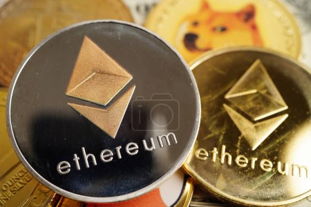 Ethereum coin for online business and commercial, Digital currency, Virtual cryptocurrency.