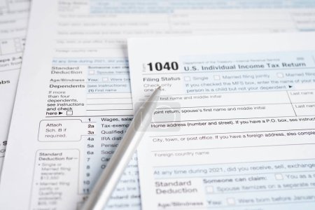 Steuerformular 1040 US Individuelle Einkommensteuererklärung, unternehmerisches Finanzierungskonzept.