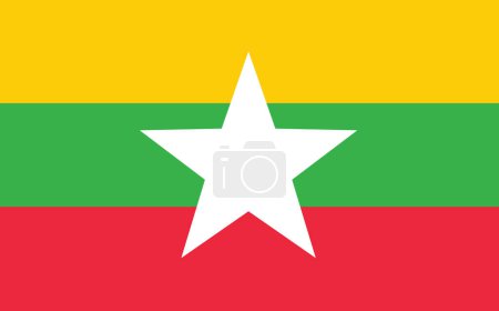 Myanmar national official flag symbol, banner vector illustration. 