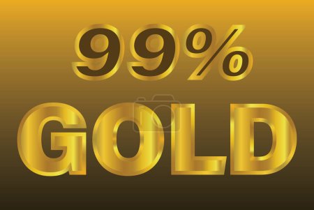 99% des reinen Goldes pro Zeichen anderer Elemente, Vektordarstellung. 
