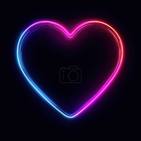 Téléchargez les photos : Symbole coeur néon sur fond noir - en image libre de droit