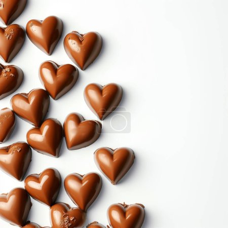 Photo for Heart shaped chocolates on white background - Royalty Free Image