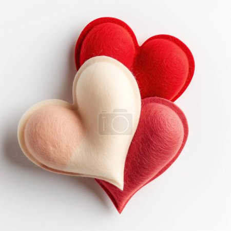 Photo for Red and pink earts made with felt - Royalty Free Image