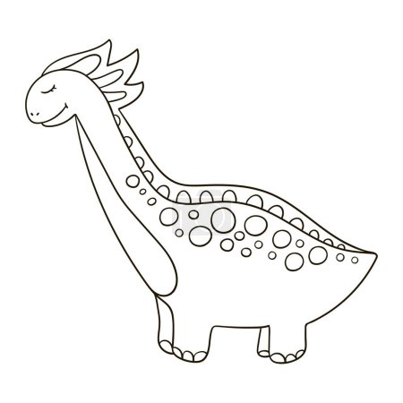 Illustration for Dinosaurs of the Jurassic period. Illustration in hand drawn style. Coloring drawings for your design. Icon, pin, sticker, sign. Dinosaur - Royalty Free Image