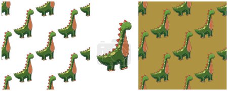 Illustration for Dinosaurs of the Jurassic period. Hand drawn Set dinosaurs seamless pattern. Print for cloth design, textile, fabric - Royalty Free Image