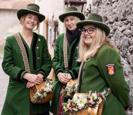 Photo for AUSTRIA, DORFGASTEIN - SEPTEMBER 24, 2023: Harvest Day procession participants. High quality photo - Royalty Free Image