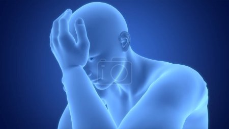 Téléchargez les photos : Humain souffrant d'anatomie des maux de tête. 3D - en image libre de droit