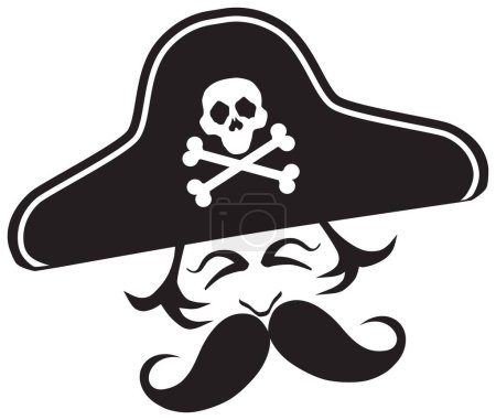 Téléchargez les illustrations : A cartoon pirate with a thick curly mustache - en licence libre de droit