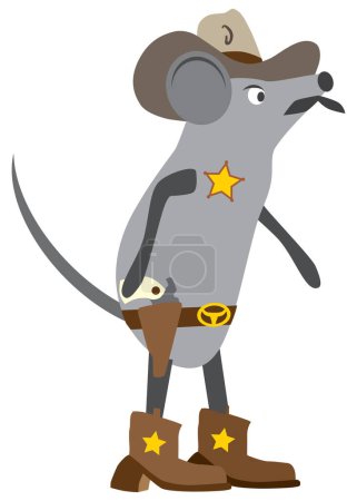 Téléchargez les illustrations : A cartoon mouse sheriff is getting ready to draw his pistol - en licence libre de droit