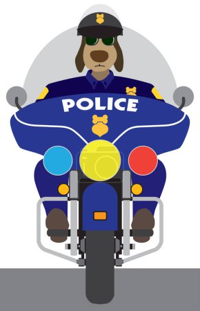 Illustration for A cartoon canine motorcycle cop is riding toward the viewer - Royalty Free Image