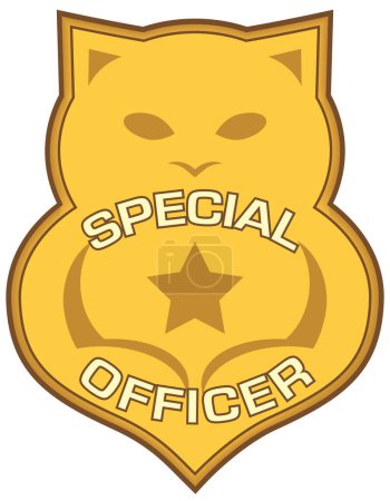 Illustration for A special police badge worn by the finest feline officers - Royalty Free Image
