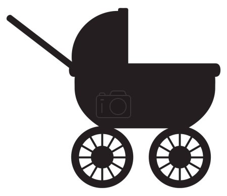 Ilustración de Un carruaje de bebé de dibujos animados en silueta está listo para su uso - Imagen libre de derechos