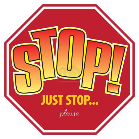 Illustration for A very emotional stop sign is having a bad day - Royalty Free Image