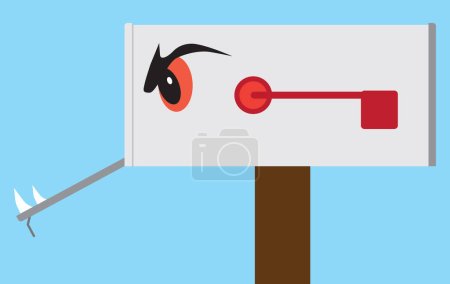 Illustration for An angry rural mailbox is waiting to bite it's next victim - Royalty Free Image