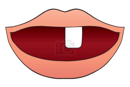 Illustration for An open human mouth with only one tooth left in it - Royalty Free Image