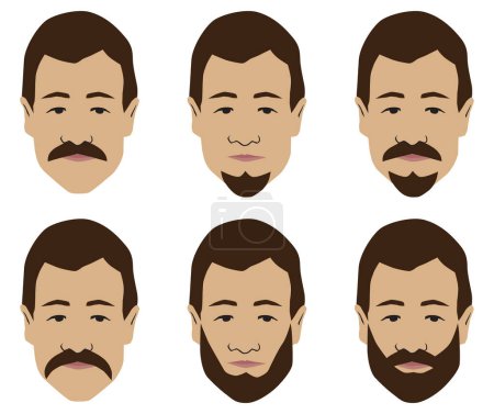 Six different possibilities for facial hair growth