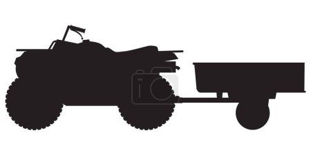 Illustration for An ATV with Utility Trailer attached in Silhouette - Royalty Free Image