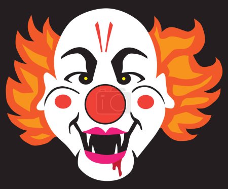 Téléchargez les illustrations : Le visage d'un clown vampire qui vient de se nourrir - en licence libre de droit