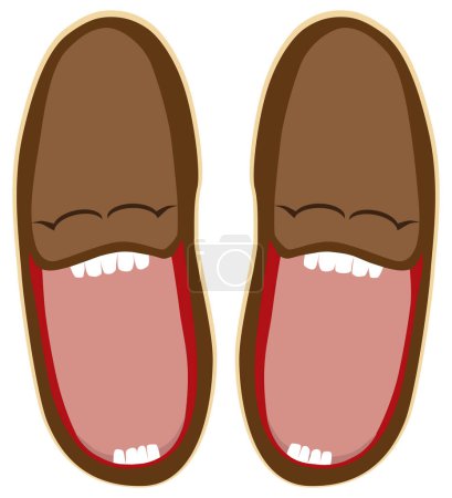 Two happy cartoon slippers are having a good laugh