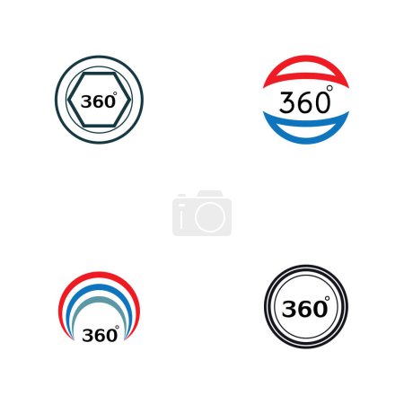 Téléchargez les illustrations : Modèle de conception d'icônes vectorielles connexes à 360 degrés - en licence libre de droit