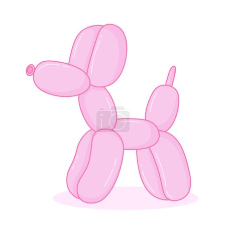 Illustration for Cute pink balloon dog. Girly cartoon style. Nostalgia Y2K. - Royalty Free Image