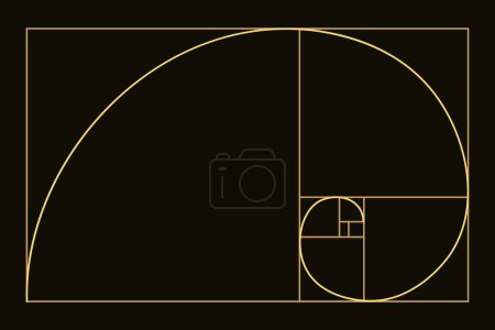 Golden ratio. Fibonacci number, section, divine proportion, spiral. Modern illustration.