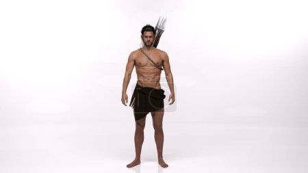 Photo for 3D Rendering : A portrait of the elf male character standing with the javelins on his back - Royalty Free Image