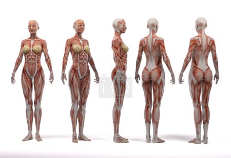 Photo for 3D Render : a standing female body illustration with muscle tissues display - Royalty Free Image