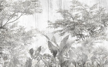 Tropikalne liście i drzewa Projekt tapety - Ilustracja 3D