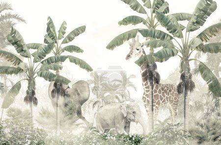 Téléchargez les photos : Animaux africains dans la jungle dans la nature fond - en image libre de droit
