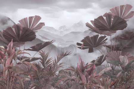 Téléchargez les photos : Fantastique paysage de montagne illustration 3 d - en image libre de droit
