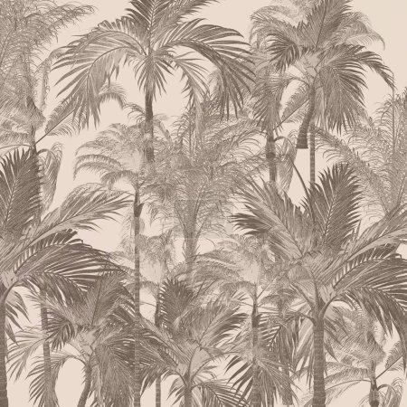 Exotic palm tree drawing on a trendy hand drawn background as a Seamless Pattern. .
