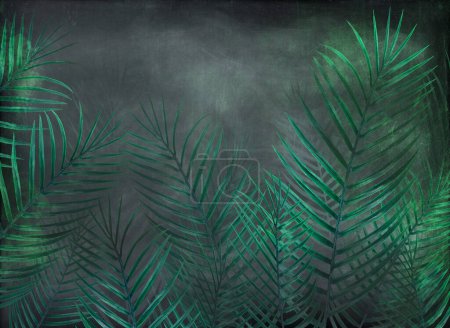 Photo for Tropical wallpaper, Tropic trees and leaves, wallpaper design for digital printing- 3d illustration - Royalty Free Image