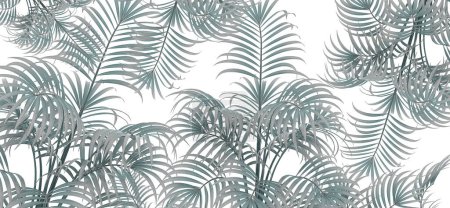 Foto de Árboles tropicales y hojas de diseño de papel pintado, efecto pintura al óleo - Imagen libre de derechos