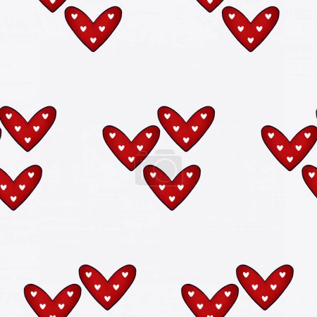 Téléchargez les photos : Modèle romantique sans couture avec des cœurs rouges. Cœurs abstraits sur fond clair. Impression élégante pour la mode, emballage - en image libre de droit