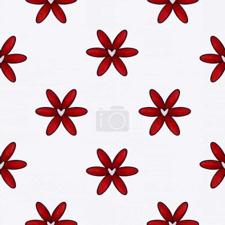 Photo for Cute hand drawn seamless pattern with red flowers. Romantic print for fabric, textille, poster and postcards - Royalty Free Image