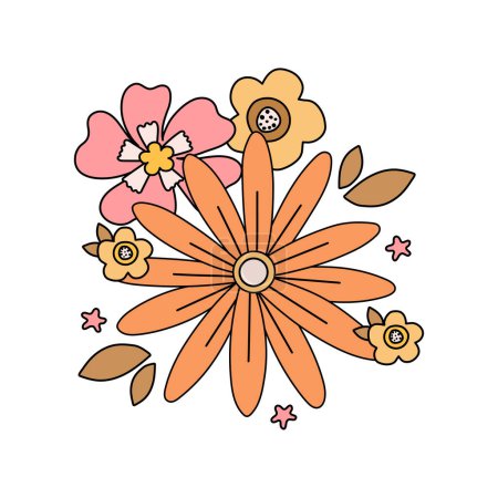 Téléchargez les illustrations : Fleurs d'automne. Arrangement floral classique de grandes et petites fleurs sur un fond blanc. Illustration vectorielle. - en licence libre de droit