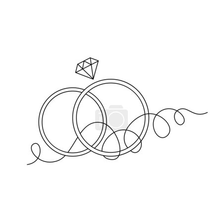 Illustration for Hand drawn vector wedding rings.  Doodle design elements for invitation, postcard and other. - Royalty Free Image