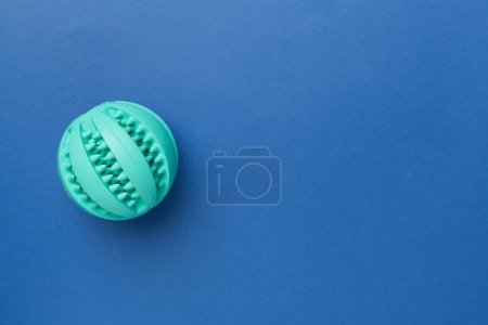 Foto de Blue ball toy for dogs on color background - Imagen libre de derechos