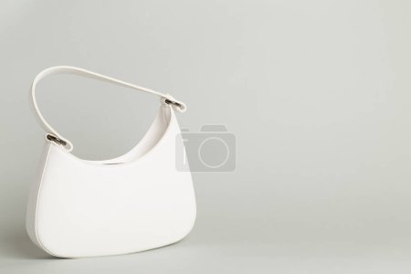 Trendy woman bag on color background