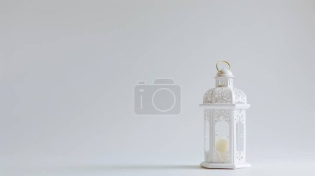 Islamische Dekoration Hintergrund mit Laterne und Halbmond Luxus-Stil, Ramadan Kareem, Mawlid, Iftar, isra miraj, eid al fitr adha, muharram, kopieren Raum Textbereich, 3D-Illustration.