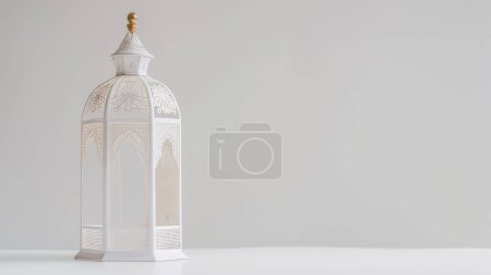 Islamic decoration background with lantern and crescent moon luxury style, ramadan kareem, mawlid, iftar, isra miraj, eid al fitr adha, muharram, copy space text area, 3D illustration.