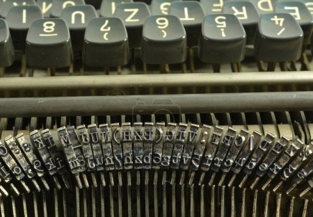 Photo for Part of Typebars and Keyboard on vintage mechanical Typewriter machine - Royalty Free Image