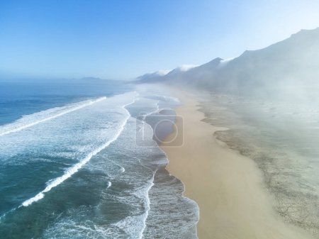 Luftaufnahme des Cofete-Strandes Jandia Naturpark, südlich von Fuerteventura, Kanarische Inseln
