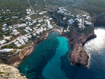 Photo for Cala Morell in Menorca island aerial view - Royalty Free Image
