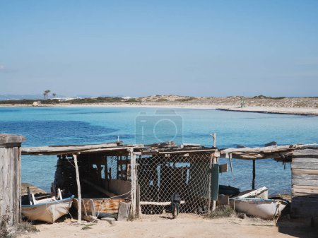 Photo for Ses Illetes, paradise empty beach with clear water in Formentera, Balearic Islands - Royalty Free Image
